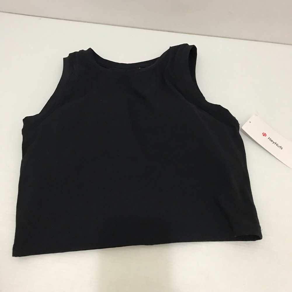 NWT HeyNuts Black Sleeveless Sport Bra Size M
